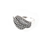 Sterling Silver Openwork Marcasite Wave Band Ring